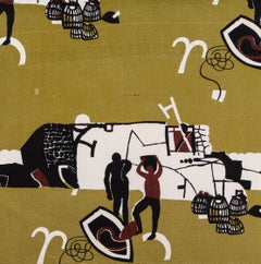 Pescadores (Antiguo polipasto de algas), Serigrafía sobre tela de rayón, 1956