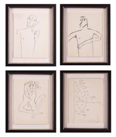 Keith Vaughan drawings, set of 4, figures or men, 20th Century, British 