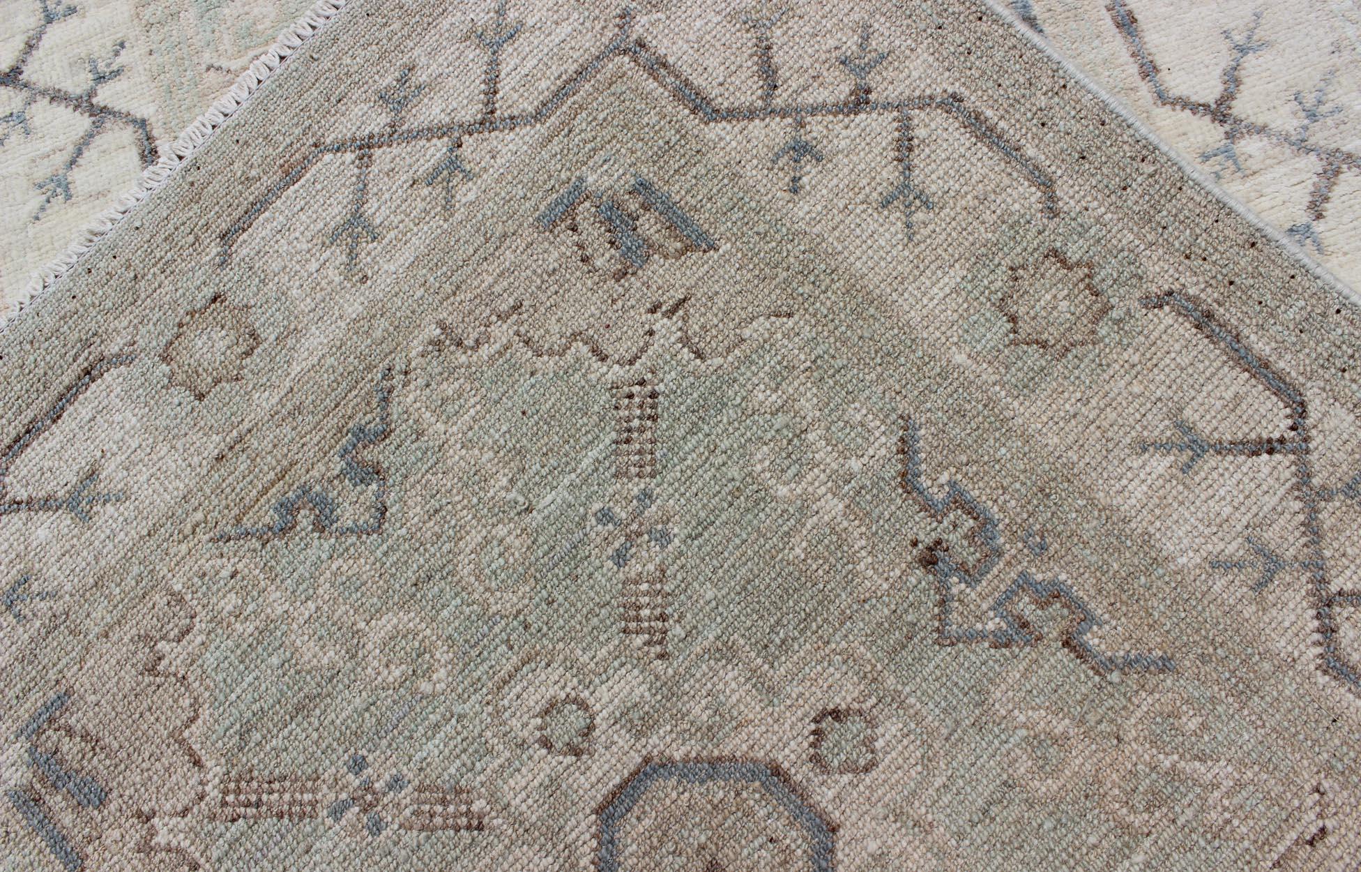 Hand-Knotted Keivan Woven Arts Afghan Khotan Runner with Geometric Design For Sale