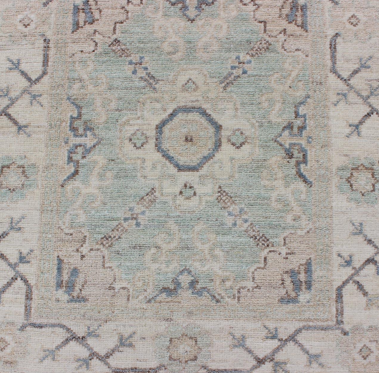 Contemporary Keivan Woven Arts Afghan Khotan Runner with Geometric Design For Sale