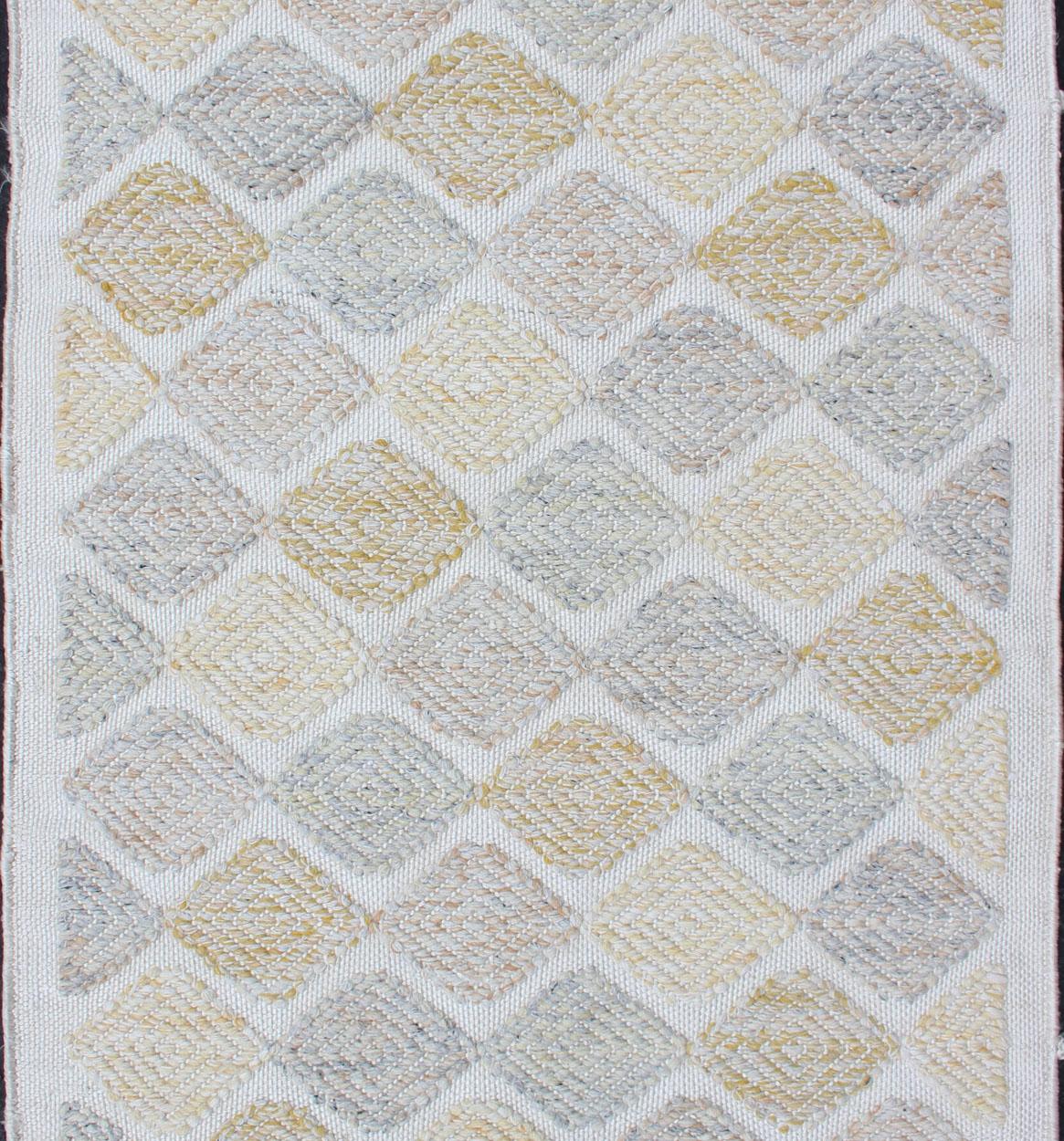 Tappeto a trama piatta scandinavo Keivan Woven Arts con diamante all-over. Keivan Woven Arts /  tappeto /RJK-23000-DIAMOND, paese d'origine/tipo: Scandinavia / Scandinavian Modern. 
Misure: 3'0 x 5'0 
Questo tappeto a trama piatta dal design