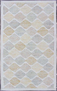 Keivan Woven Arts All-Over Diamond Skandinavischer Teppich in Hi-Low mit Diamanten  3' x 5'