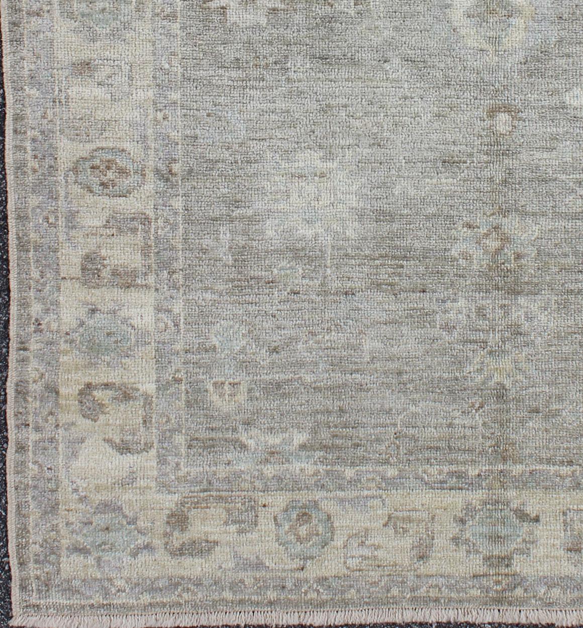 Hand-Knotted Keivan Woven Arts Angora Oushak Area rug with Pastel colors   5'2 x 7'6 For Sale