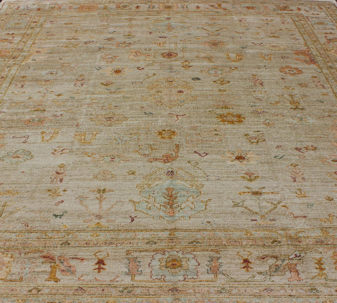 Tappeto turco Keivan Woven Arts in angora Oushak  Misure: 12'2 x 14'5 in vendita 8