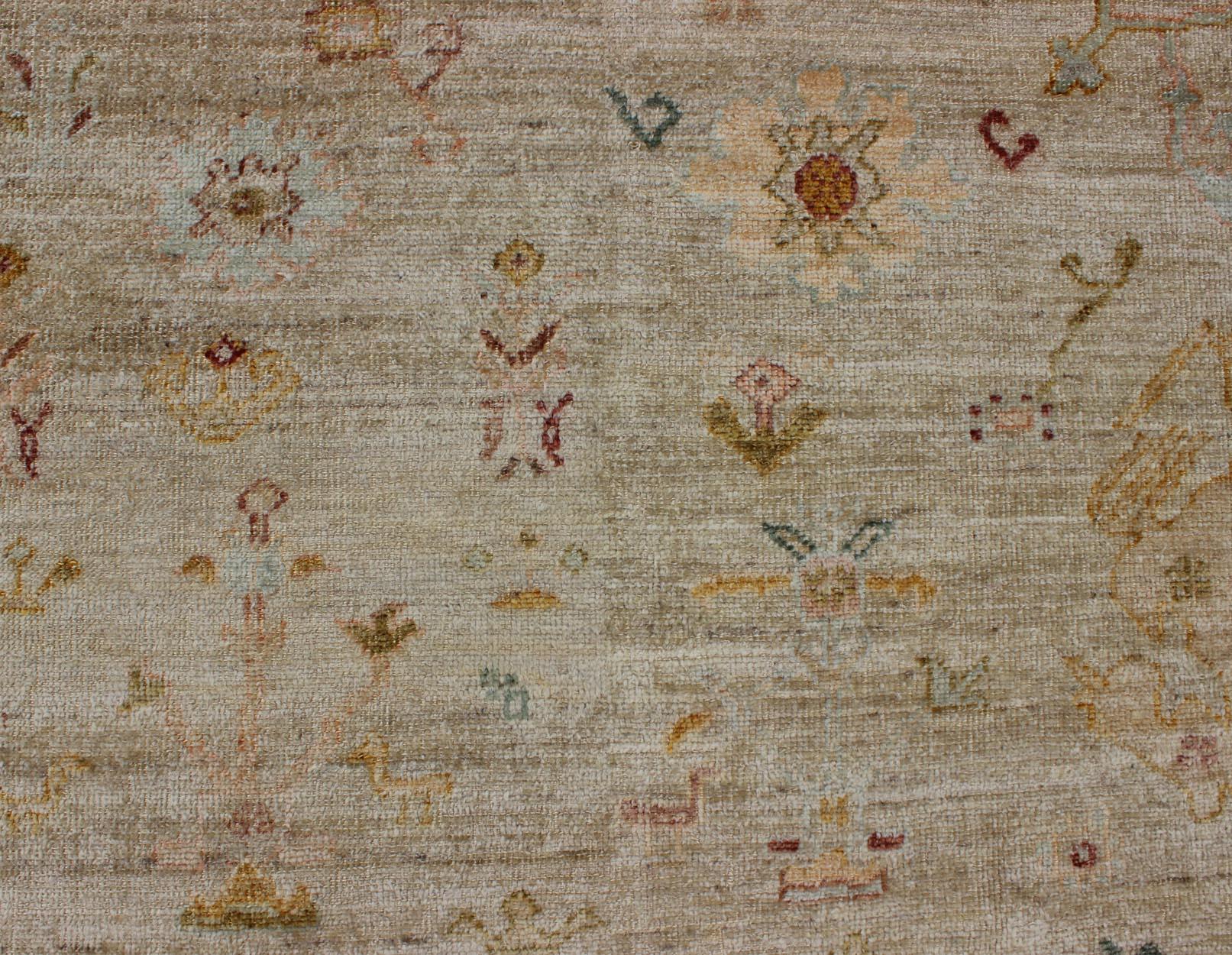 Turco Tappeto turco Keivan Woven Arts in angora Oushak  Misure: 12'2 x 14'5 in vendita