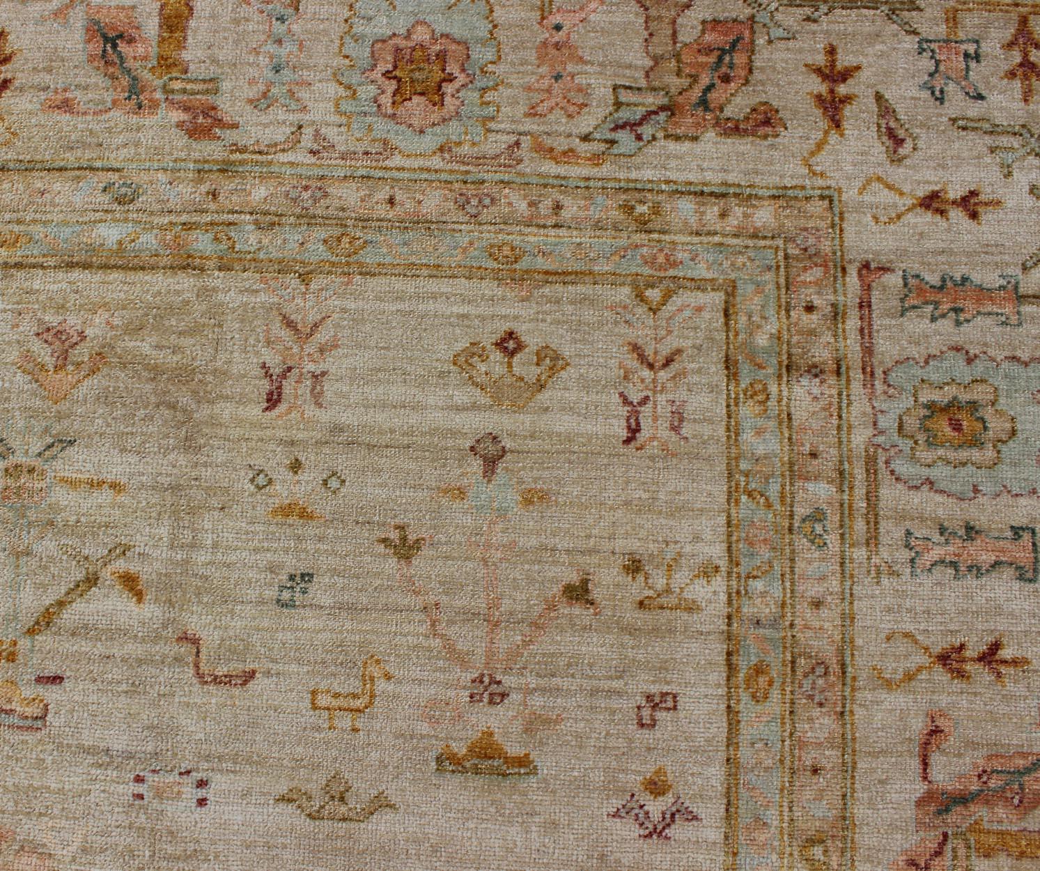 Wool Keivan Woven Arts Angora Oushak Turkish Rug  Measures: 12'2 x 14'5 