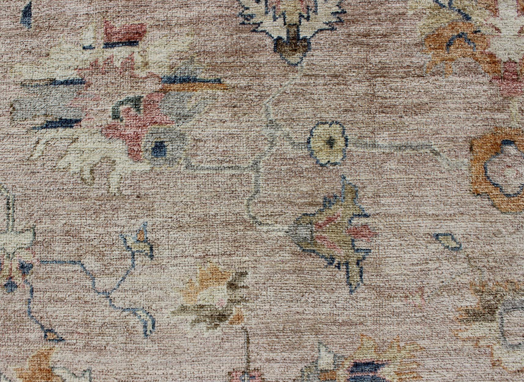 Keivan Woven Arts Angora Turkish Oushak Rug in Dusty Pink and Ivory 10'3 x 13'9 For Sale 1