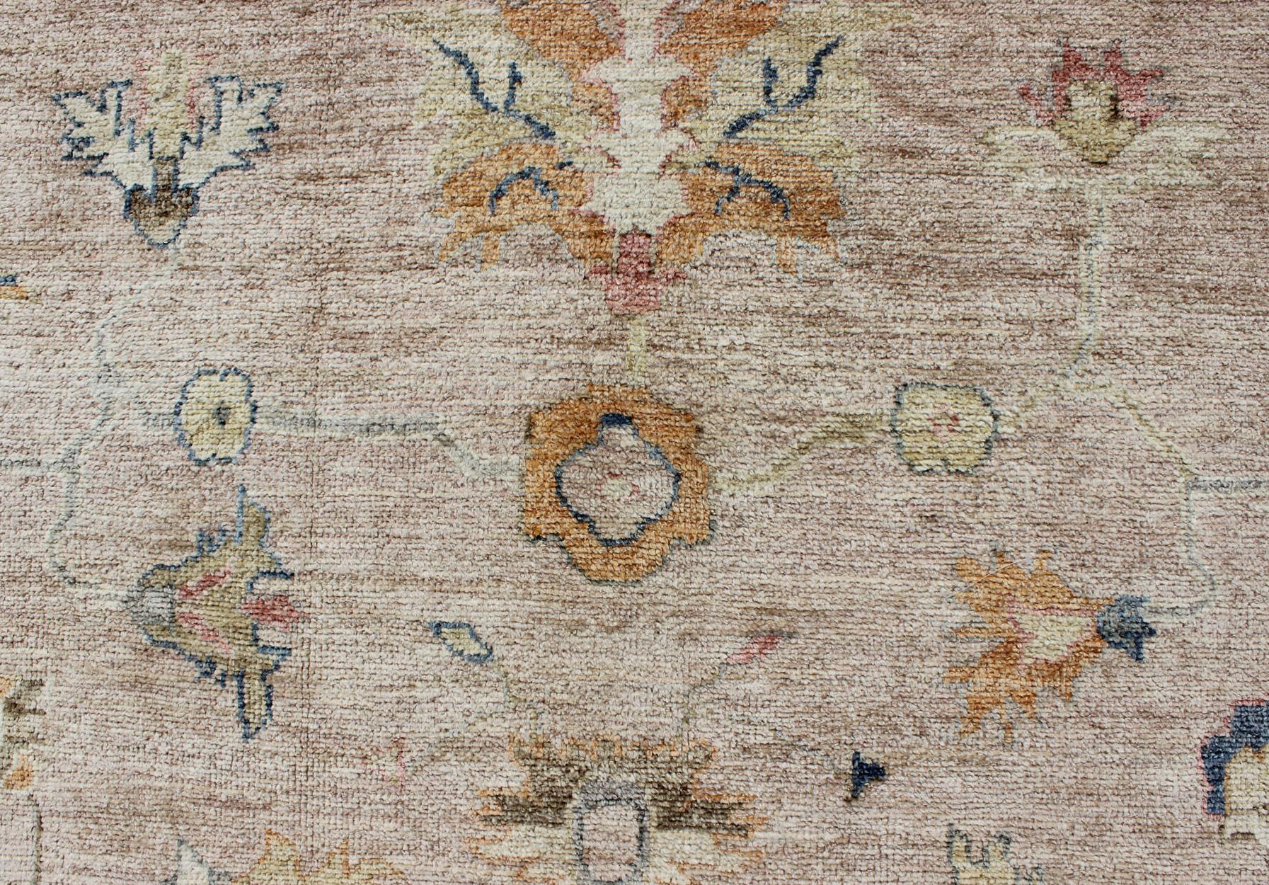 Keivan Woven Arts Angora Turkish Oushak Rug in Dusty Pink and Ivory 10'3 x 13'9 For Sale 2