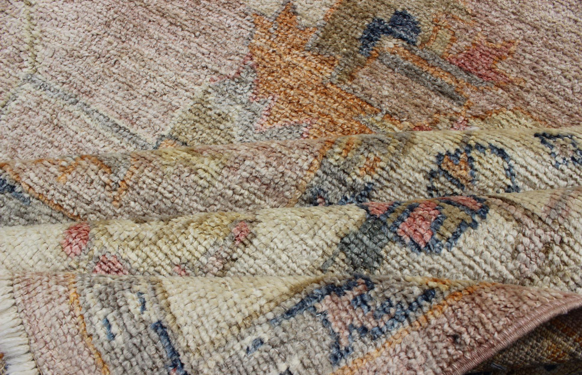 Keivan Woven Arts Angora Turkish Oushak Rug in Dusty Pink and Ivory 10'3 x 13'9 For Sale 3
