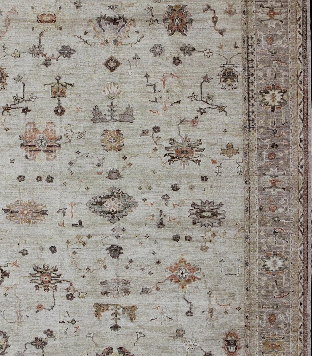 Keivan Woven Arts Türkischer Oushak-Teppich aus Angora in neutralen Tönen   11' 6 x 14 '9 im Angebot 5