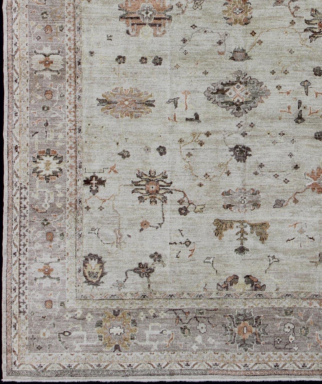 Keivan Woven Arts Türkischer Oushak-Teppich aus Angora in neutralen Tönen   11' 6 x 14 '9 im Angebot 7