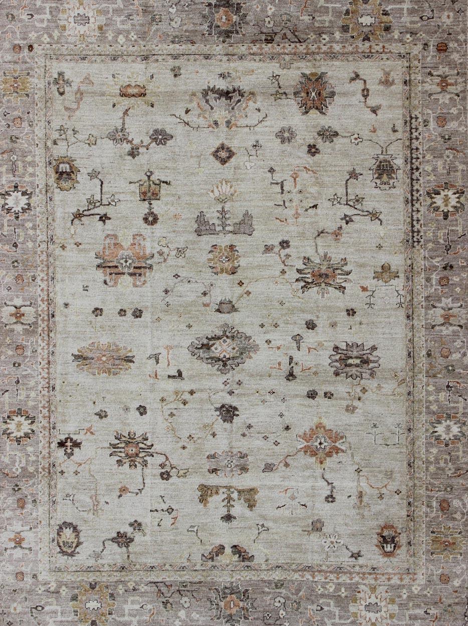Keivan Woven Arts Türkischer Oushak-Teppich aus Angora in neutralen Tönen   11' 6 x 14 '9 im Angebot 8