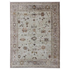 Keivan Woven Arts Angora Turkish Oushak Rug in Neutral Tones   11' 6 x 14 '9