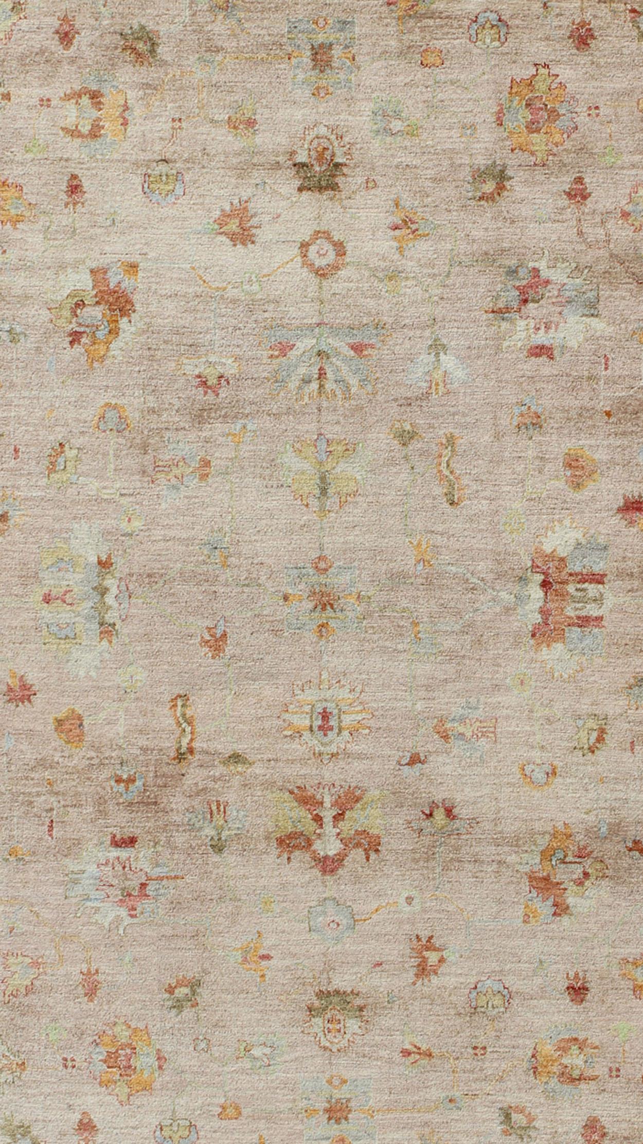Rug Art Woven Arts Angora Turc Oushak en rose et couleurs multiples 12'3 x 17'9 en vente 4