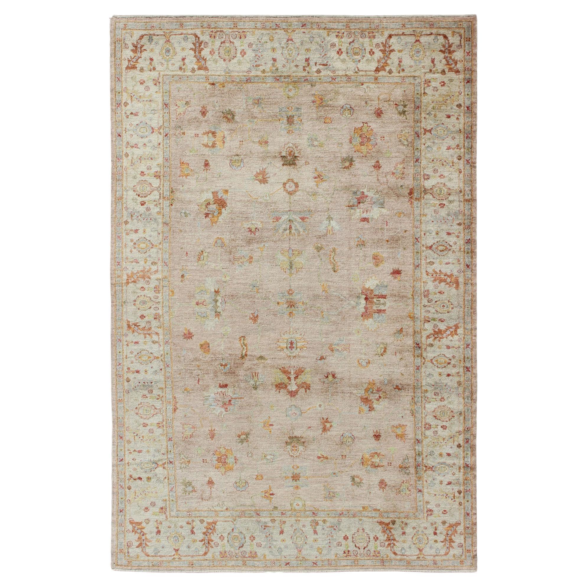 Rug Art Woven Arts Angora Turc Oushak en rose et couleurs multiples 12'3 x 17'9