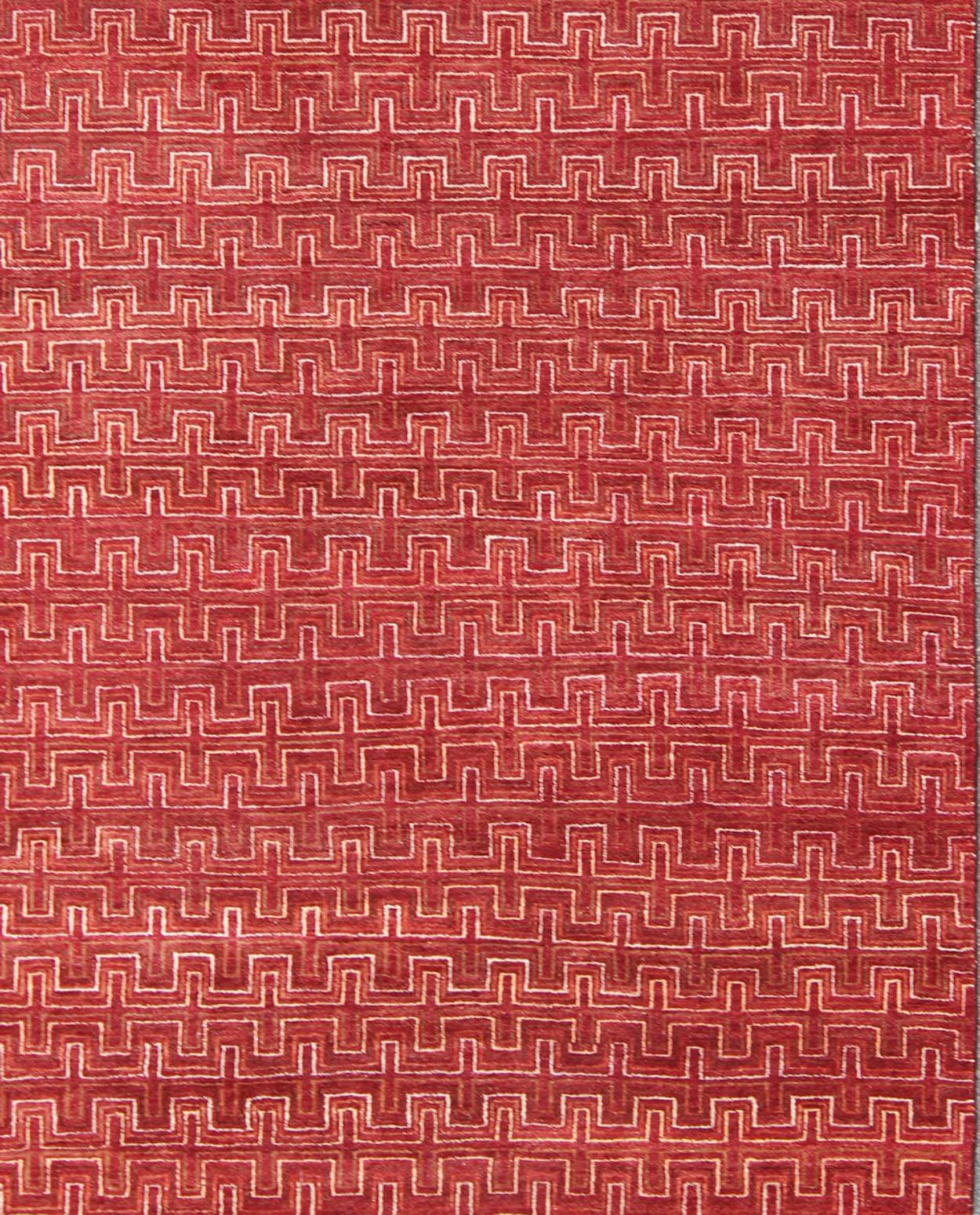 Indiano Keivan Woven Arts, Ape-3077, Tappeto rosso moderno 8'1 X 10'3 in vendita