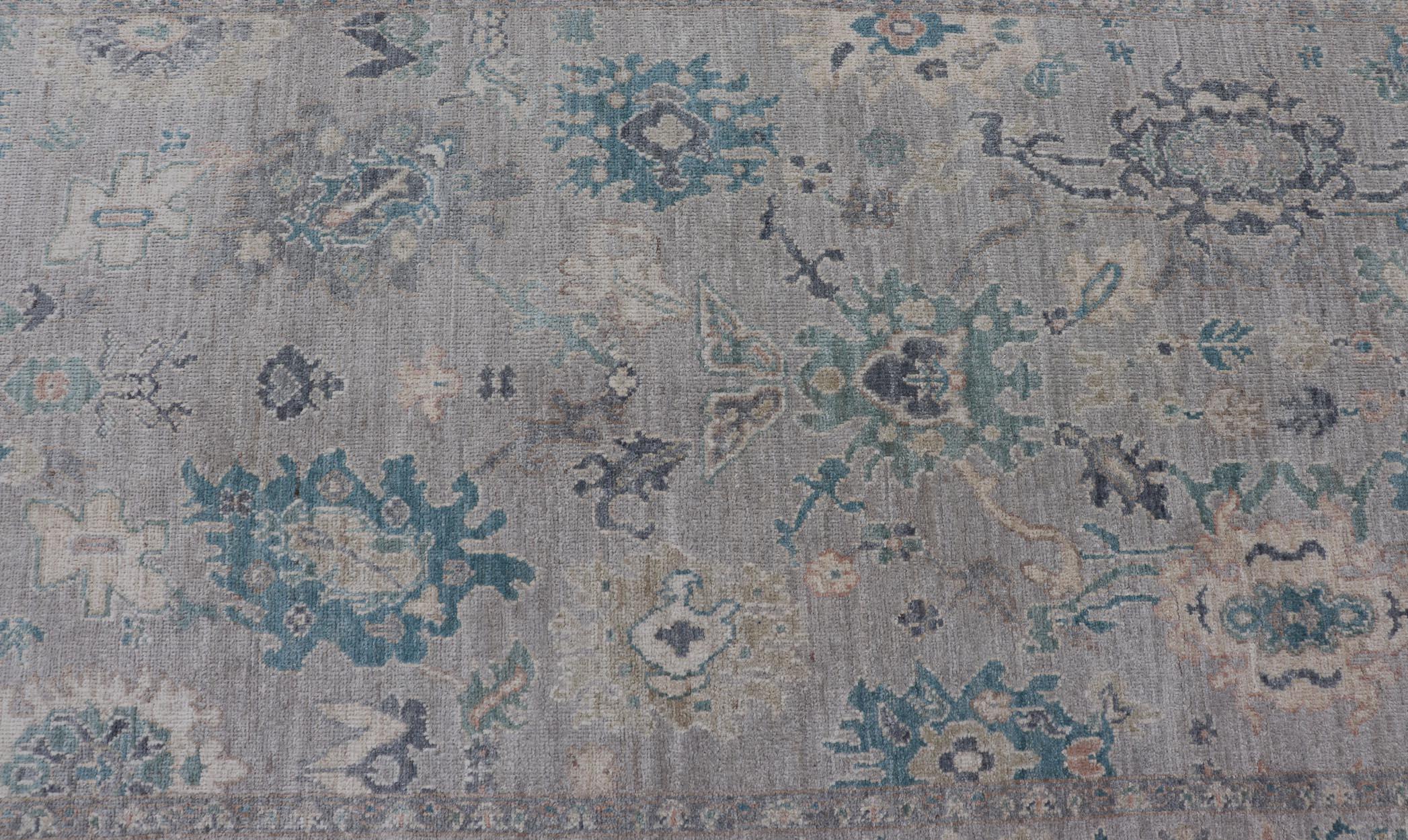 Afghan Keivan Woven Arts Collection of Large Modern Tabriz Gallery in Muted Tones For Sale