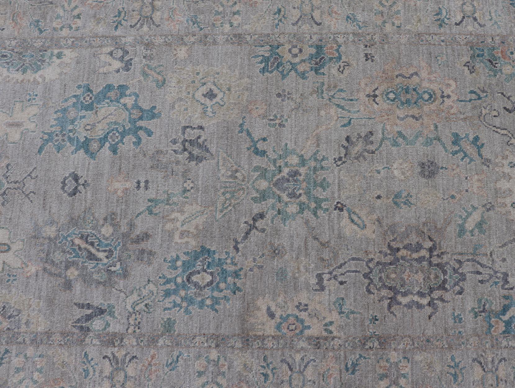 Hand-Knotted Keivan Woven Arts Collection of Large Modern Tabriz Gallery in Muted Tones For Sale