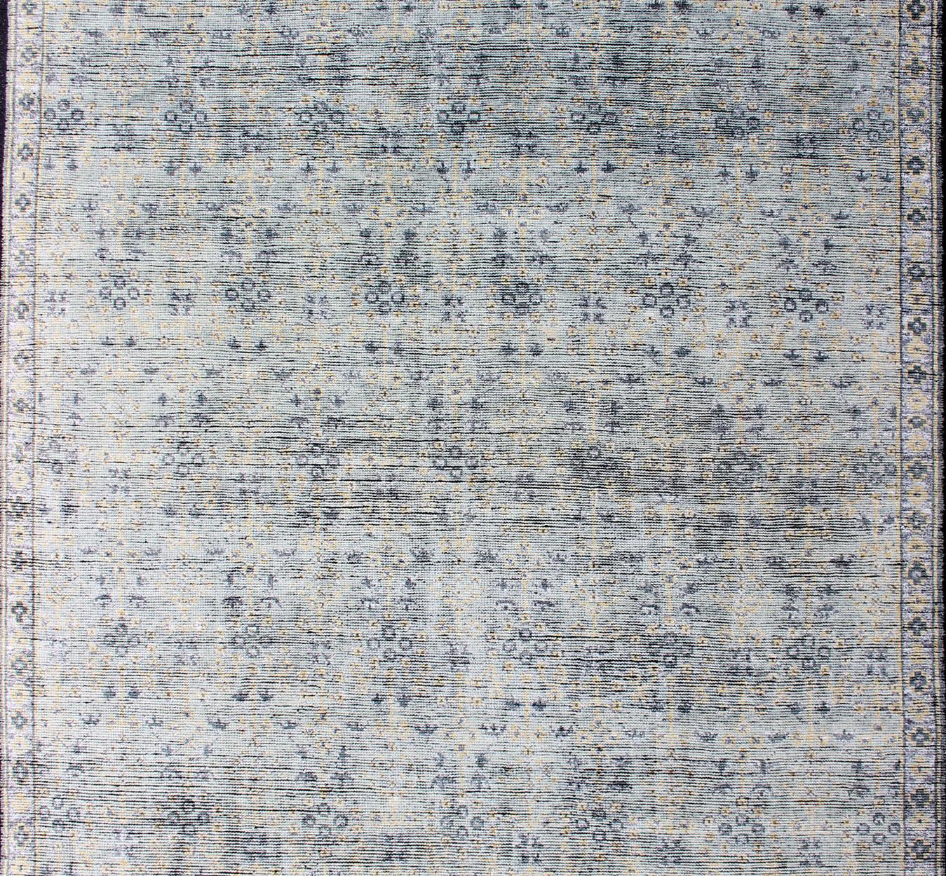 Keivan Woven Arts Distressed Modern Hand-Woven wool Rug  8'1 x 11'2 For Sale 3