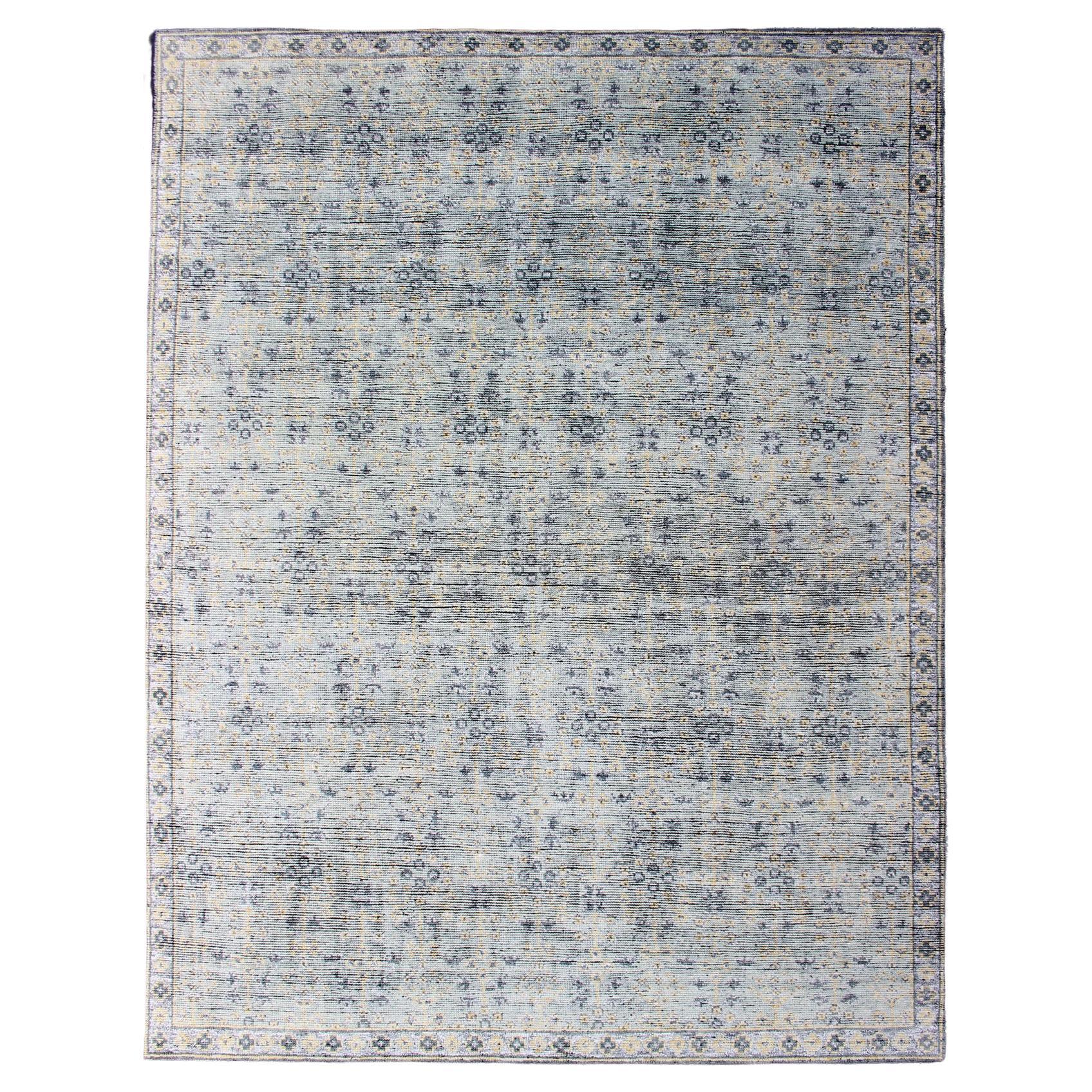 Keivan Woven Arts Distressed Modern Hand-Woven wool Rug  8'1 x 11'2 For Sale