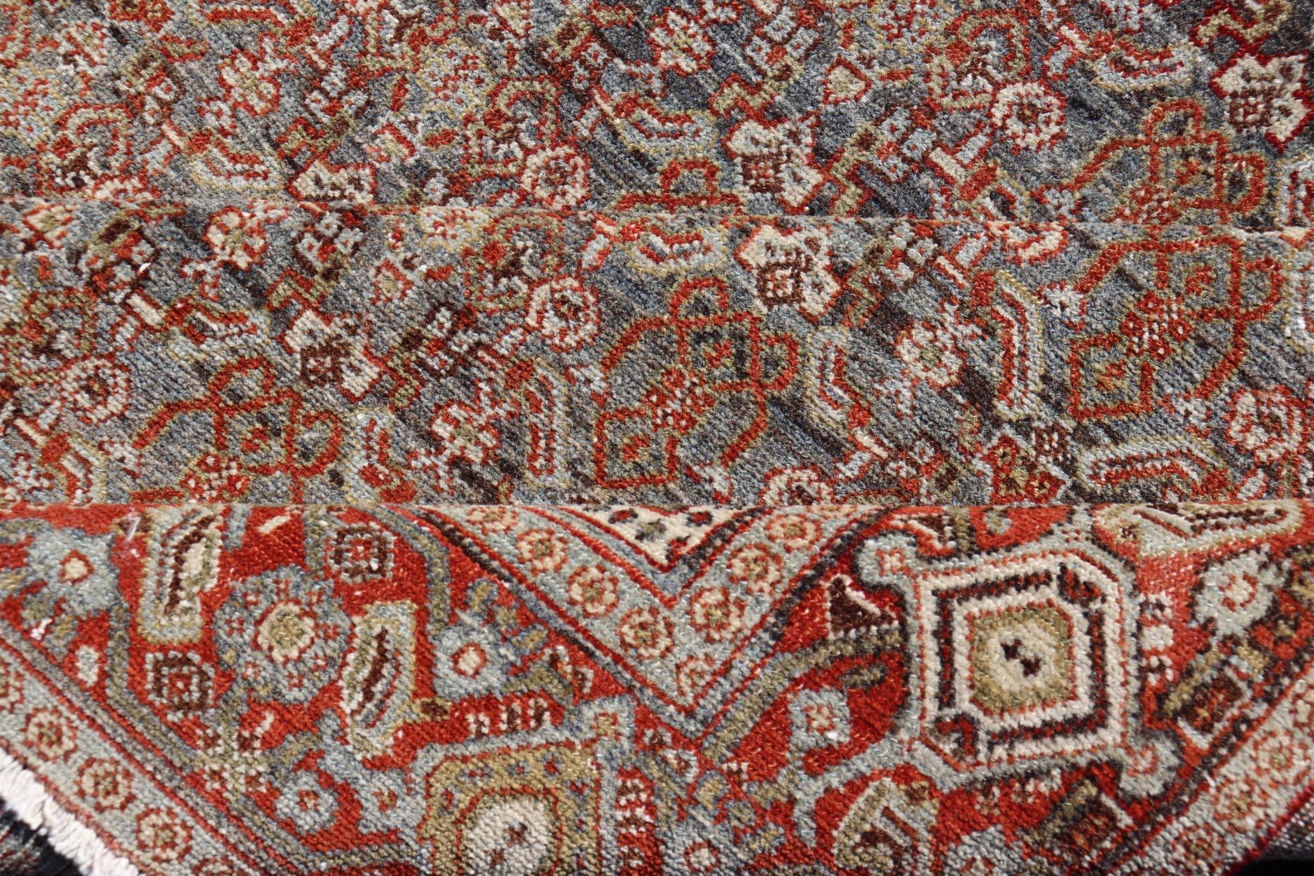 Keivan Woven Arts Feiner antiker persischer Senneh-Teppich mit geometrischem Herati-Design im Angebot 2