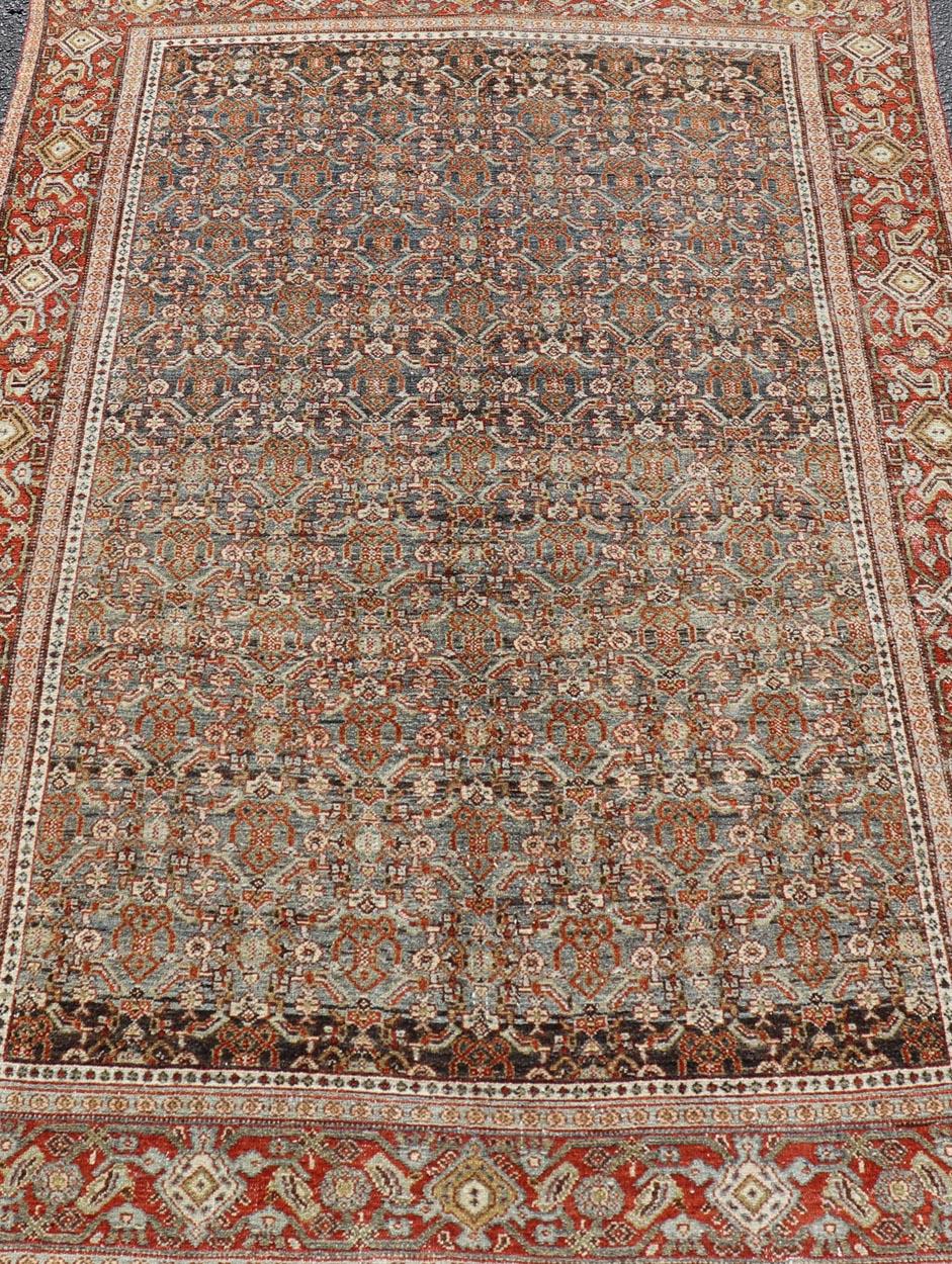 Keivan Woven Arts Feiner antiker persischer Senneh-Teppich mit geometrischem Herati-Design im Angebot 3