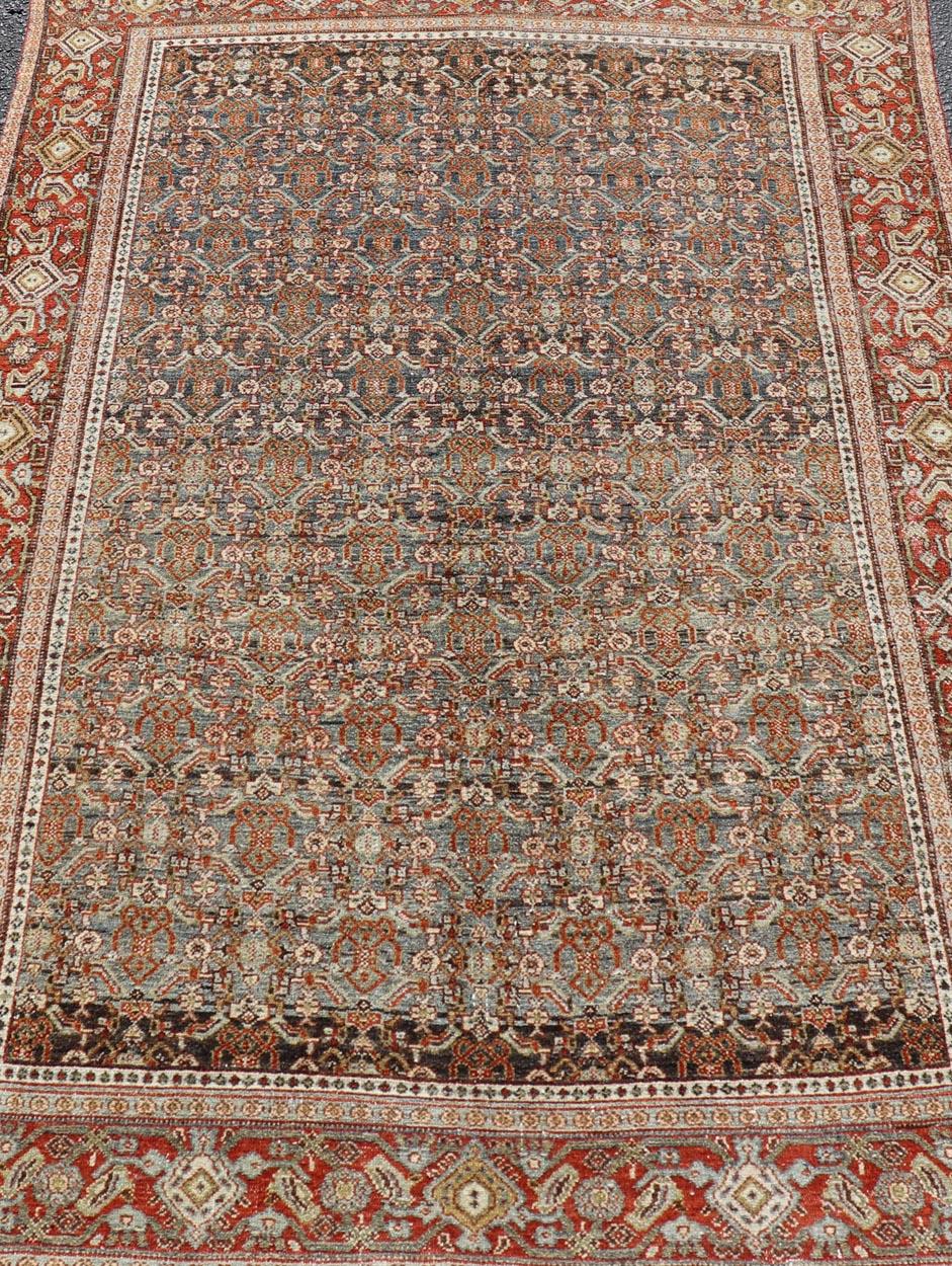 Keivan Woven Arts Fine Antique Persian Senneh Rug with Herati Geometric Design For Sale 4