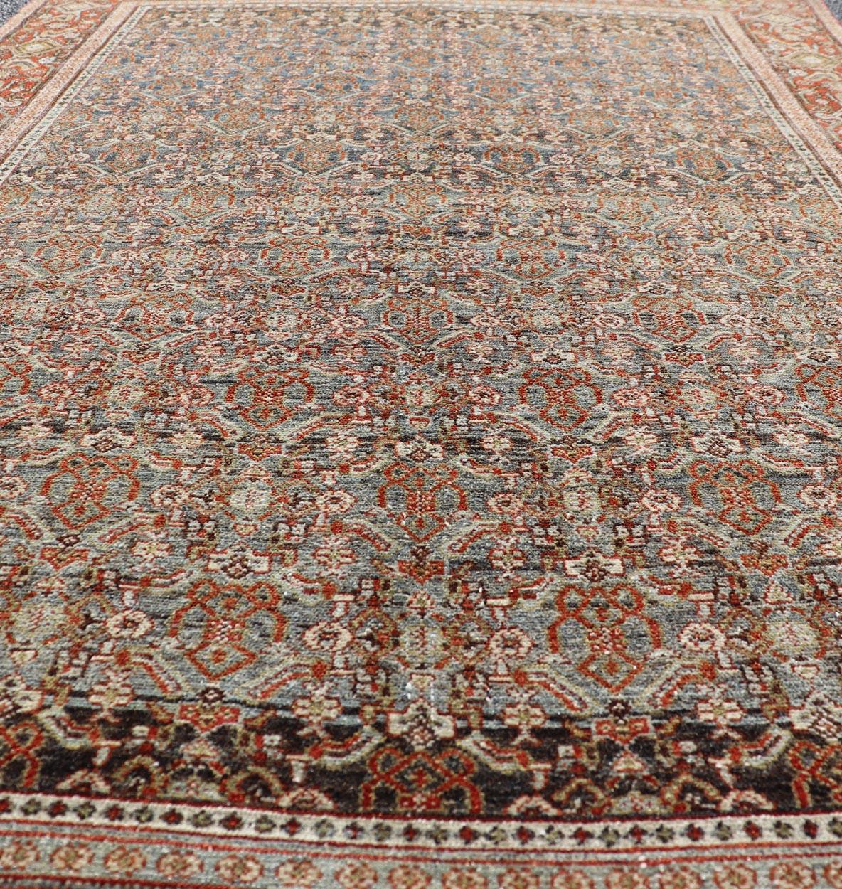 Keivan Woven Arts Fine Antique Persian Senneh Rug with Herati Geometric Design. Keivan Woven Arts / rug AVI-0701, country of origin / type: Iran / Senneh, circa 1900.
Measures: 4'2 x 6'6 
This incredibly fine antique Persian Senneh rug was handwoven