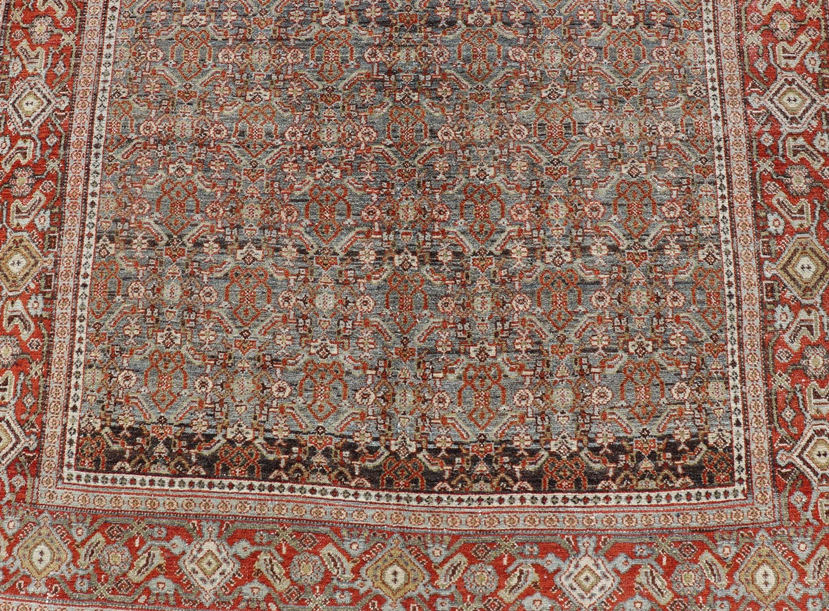 Keivan Woven Arts Feiner antiker persischer Senneh-Teppich mit geometrischem Herati-Design (Tabriz) im Angebot