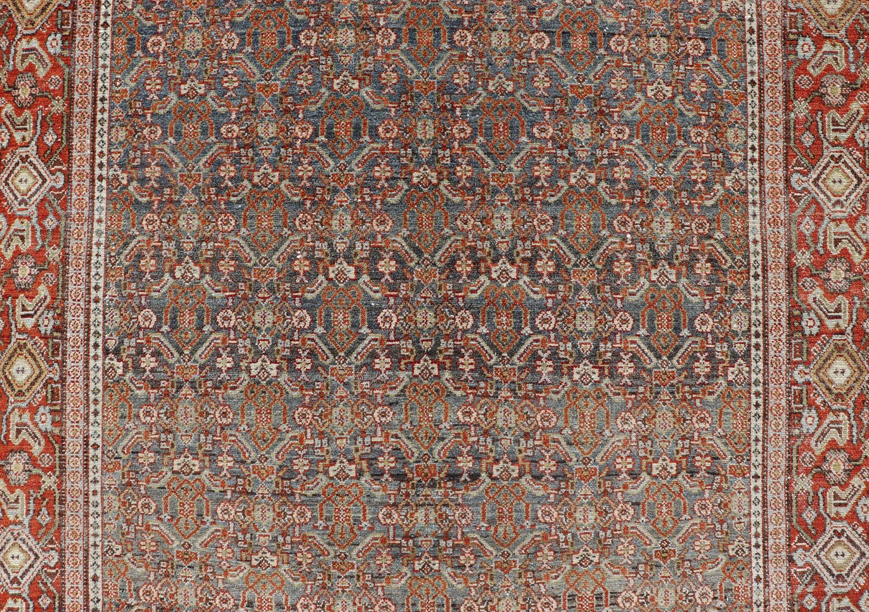 Keivan Woven Arts Feiner antiker persischer Senneh-Teppich mit geometrischem Herati-Design (Persisch) im Angebot