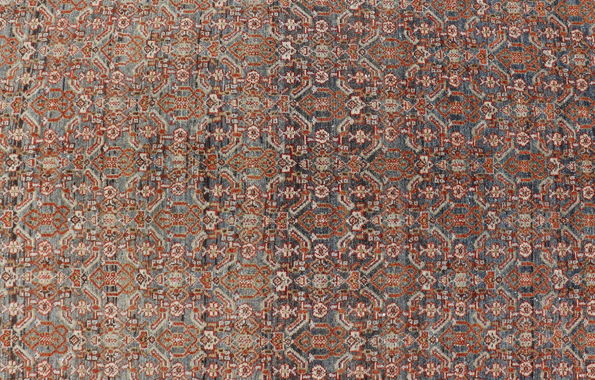 20th Century Keivan Woven Arts Fine Antique Persian Senneh Rug with Herati Geometric Design For Sale