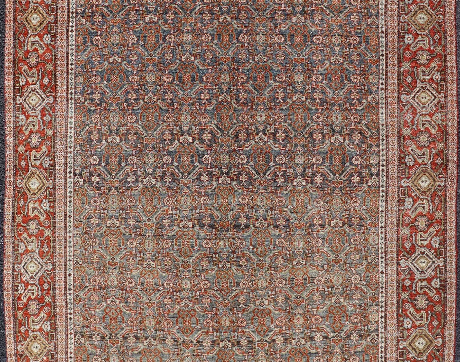 Keivan Woven Arts Fine Antique Persian Senneh Rug with Herati Geometric Design For Sale 1