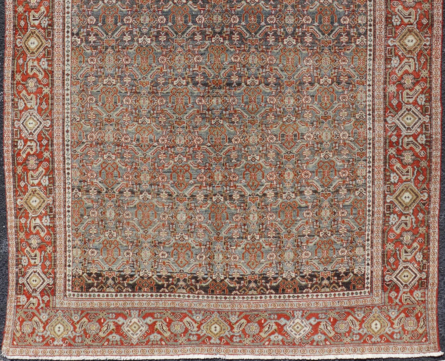 Keivan Woven Arts Fine Antique Persian Senneh Rug with Herati Geometric Design For Sale 2