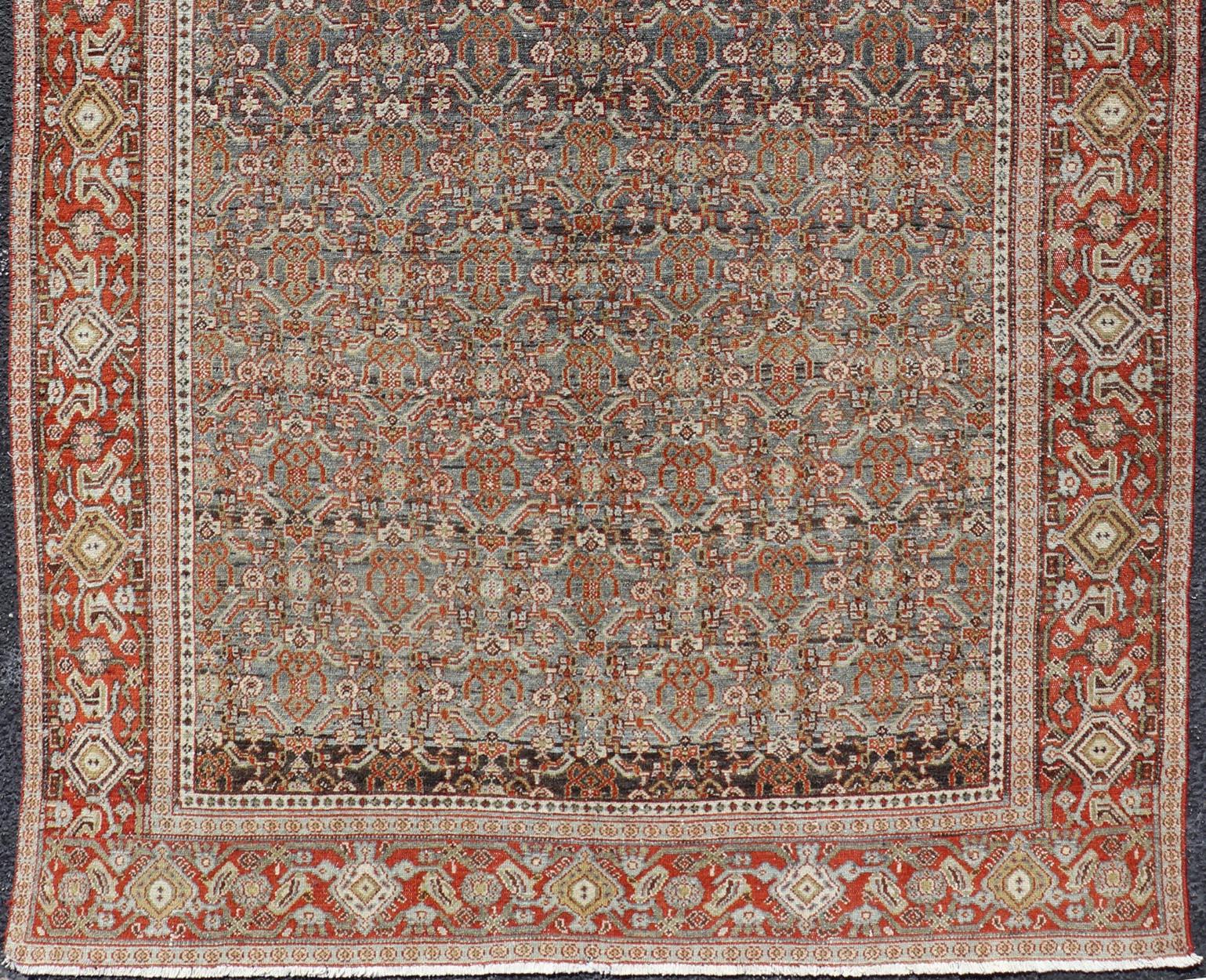 Keivan Woven Arts Feiner antiker persischer Senneh-Teppich mit geometrischem Herati-Design im Angebot 1