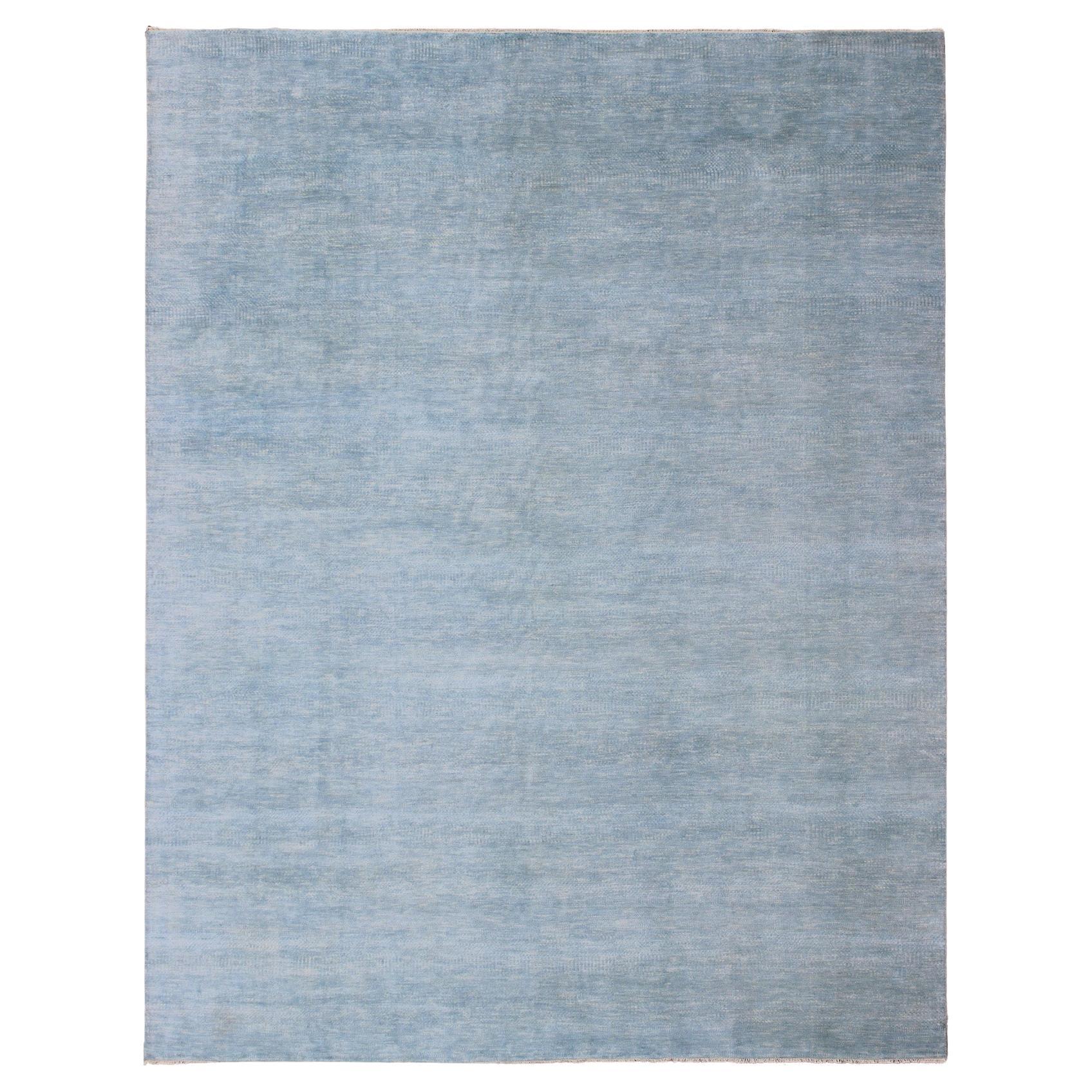 Keivan Woven Art's Fine Modern Rug in Transitional Design in Shades of Sky Blue For Sale