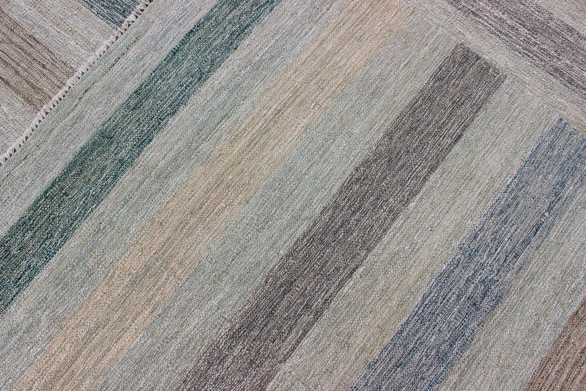 Keivan Woven Arts Flat-Weave Kilim in Striped Design  8'1 x 11'4 For Sale 3