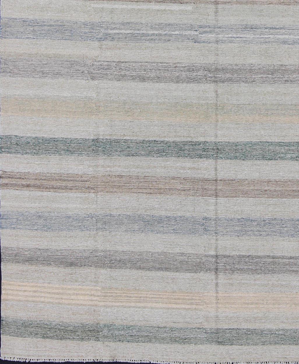 Keivan Woven Arts Flat-Weave Kilim in Striped Design  8'1 x 11'4 For Sale 4