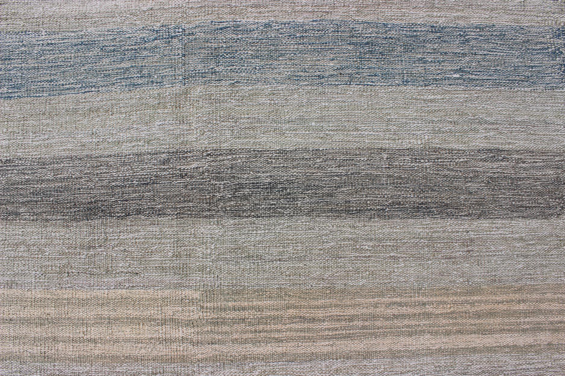 Wool Keivan Woven Arts Flat-Weave Kilim in Striped Design  8'1 x 11'4 For Sale