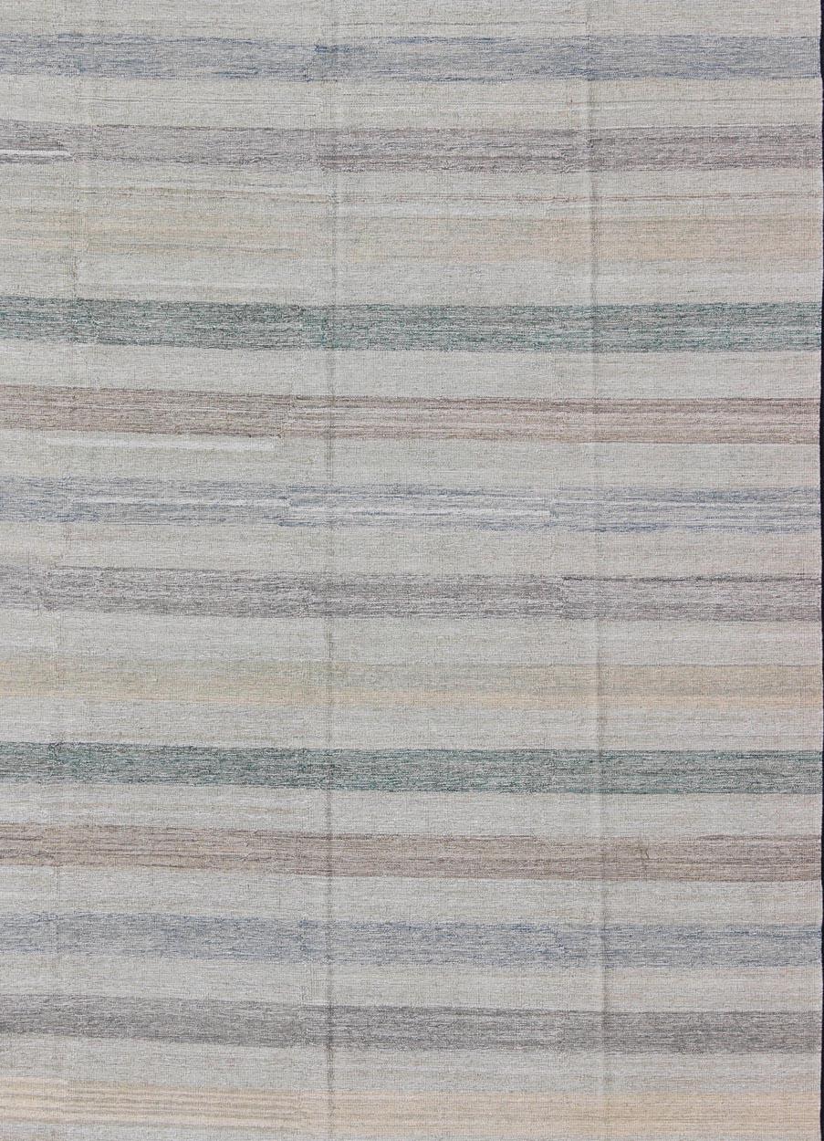 Keivan Woven Arts Flat-Weave Kilim in Striped Design  8'1 x 11'4 For Sale 2