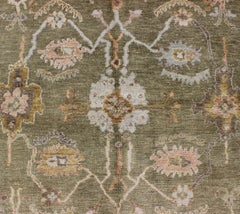 Keivan Woven Arts Green Colored Oushak Rug 5' x 7'1