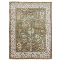 Keivan Woven Arts Green Colored Oushak Rug With All Over Design