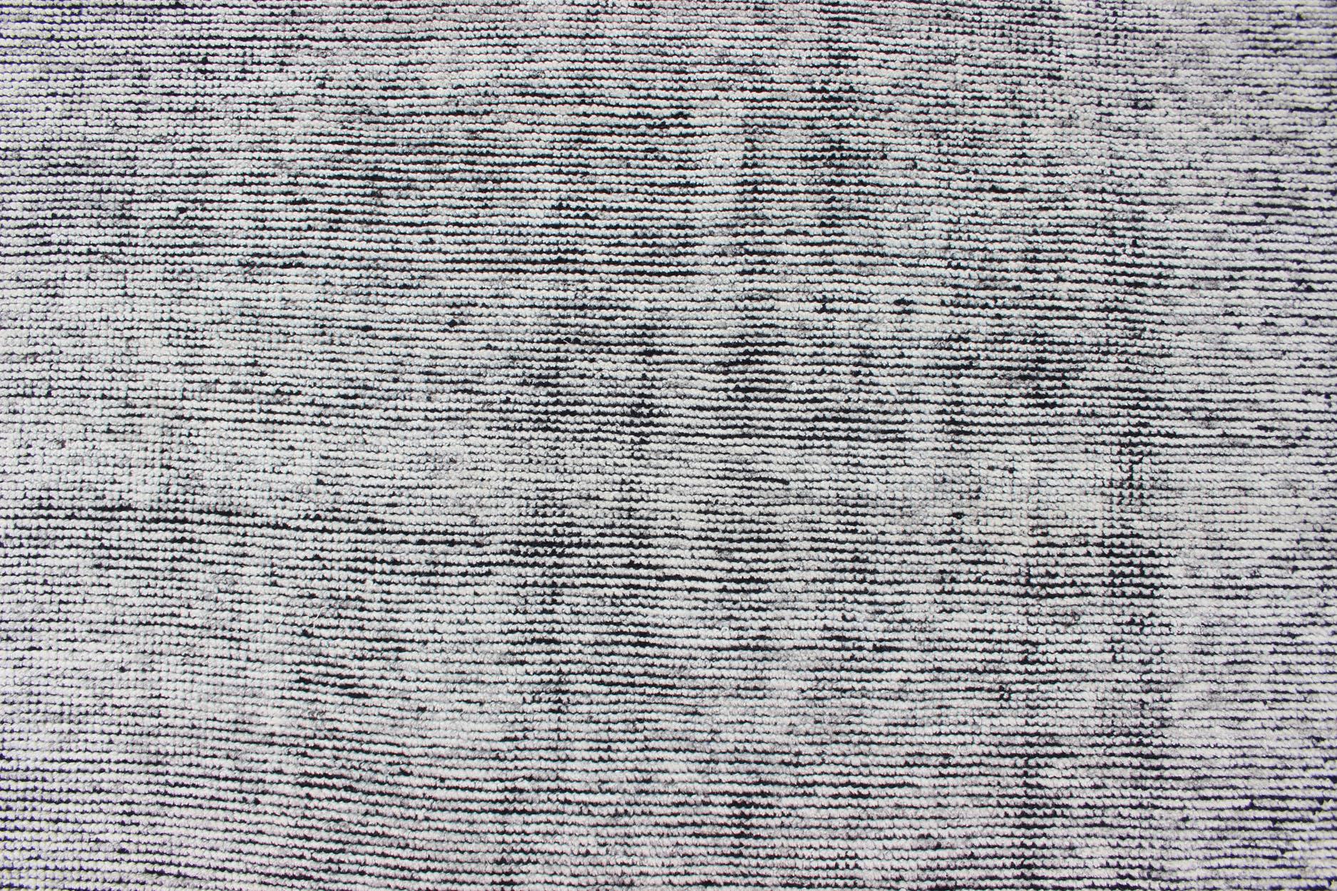 Keivan Woven Arts Handgeknüpfte, moderne, schwarz-weiße, handgeknüpfte, handgeknüpfte und schwarz-weiße 9'2 x 11'10 (Moderne) im Angebot