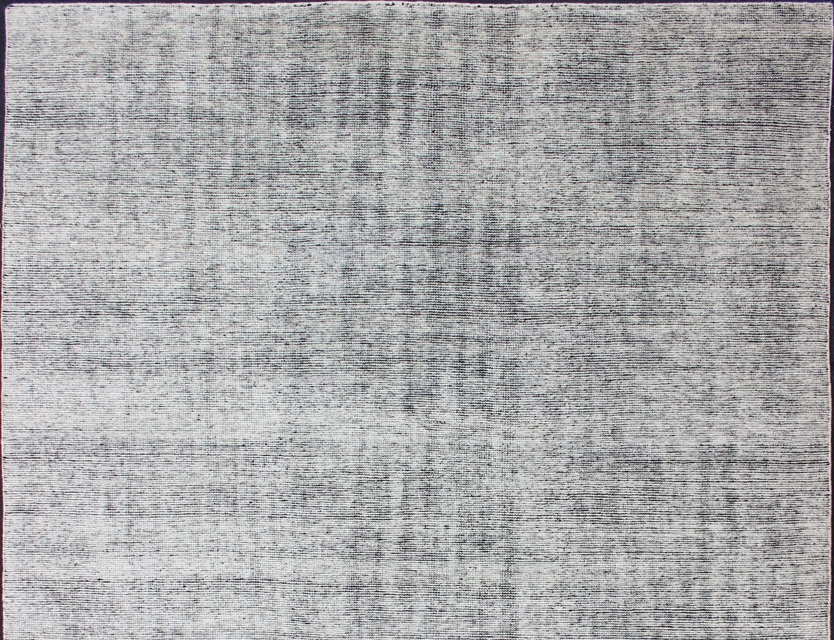 Keivan Woven Arts Hand-Knotted Modern distressed in Black and White 9'2 x 11'10 For Sale 2