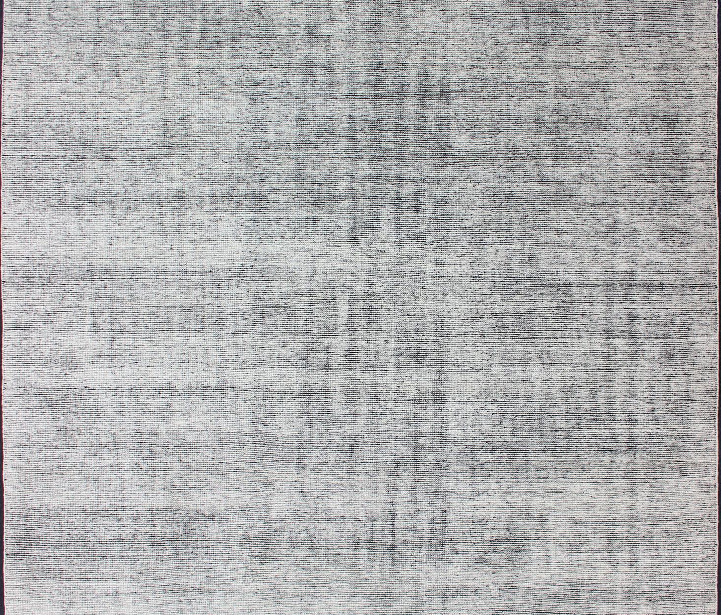Keivan Woven Arts Hand-Knotted Modern distressed in Black and White 9'2 x 11'10 For Sale 3