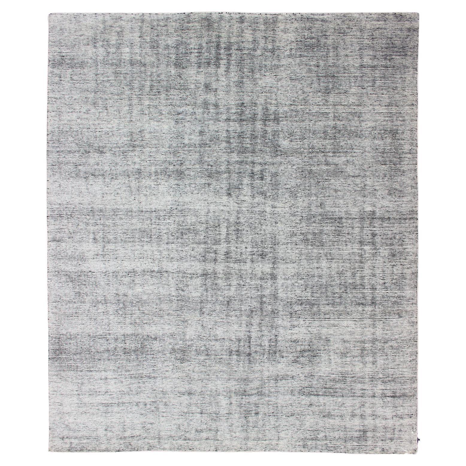 Keivan Woven Arts Hand-Knotted Modern distressed in Black and White 9'2 x 11'10 For Sale