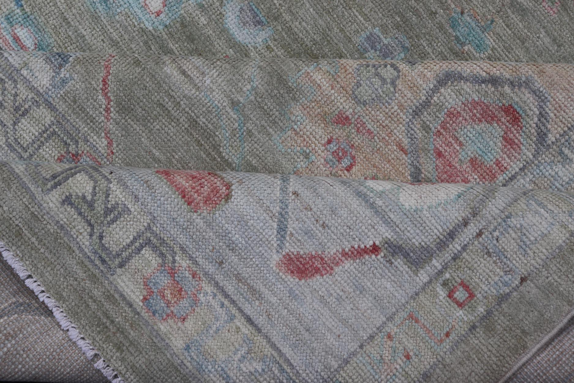 Keivan Woven Arts Hand-Knotted Transitional Neutral Oushak Rug 9'1 x 12'0 For Sale 9