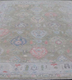 Keivan Woven Arts Hand-Knotted Transitional Neutral Oushak Rug 9'1 x 12'0