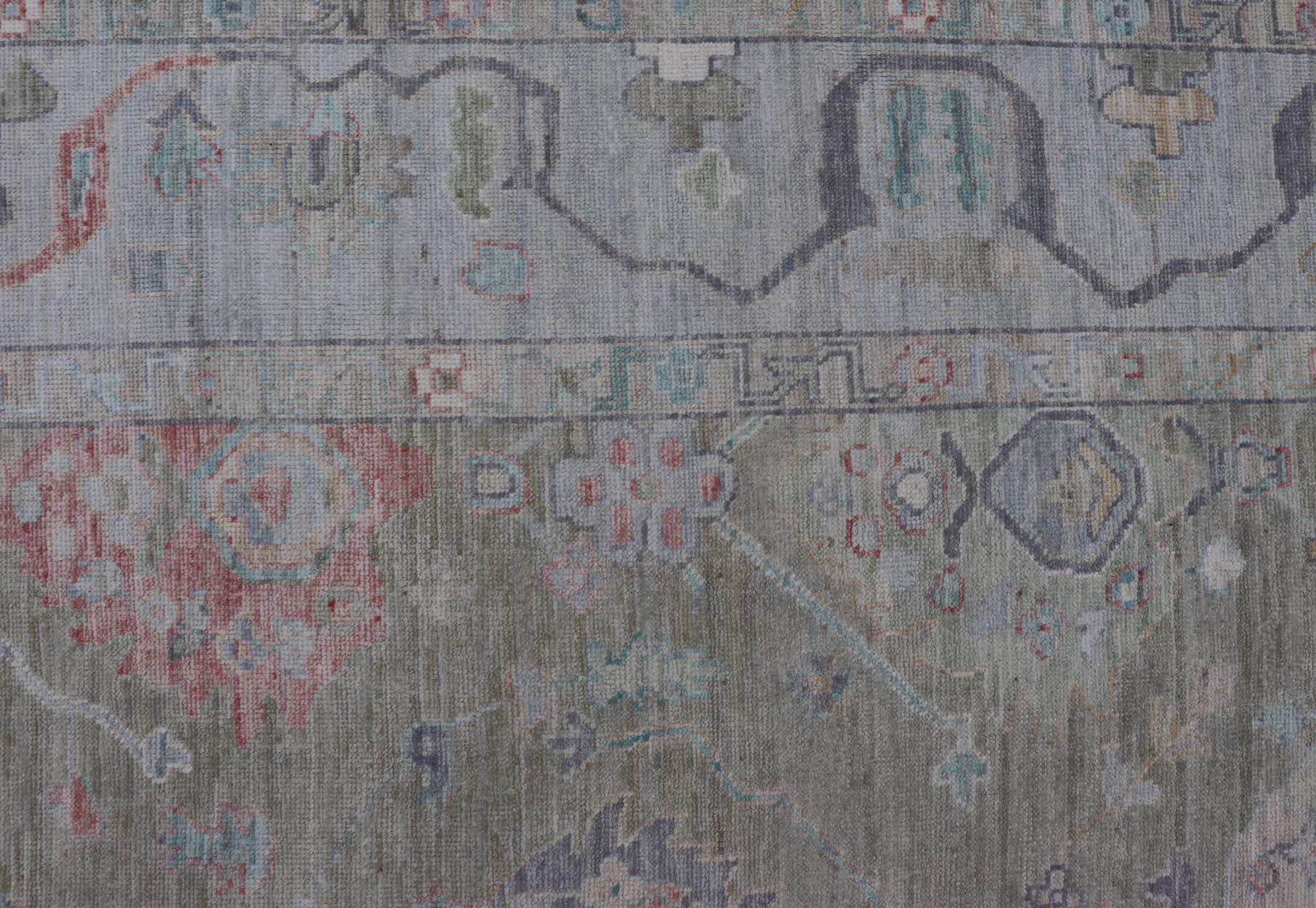Keivan Woven Arts Hand-Knotted Transitional Neutral Oushak Rug 9'1 x 12'0 For Sale 1