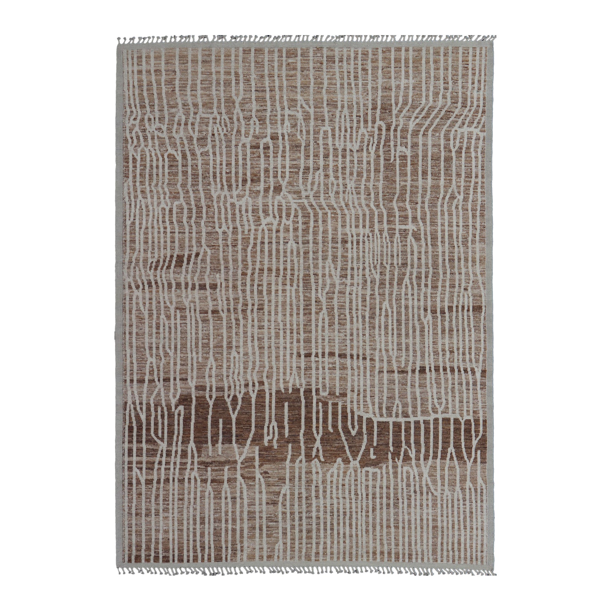 Keivan Woven Arts Marokkanischer Teppich aus handgeknüpfter Wolle mit abstraktem modernen Design