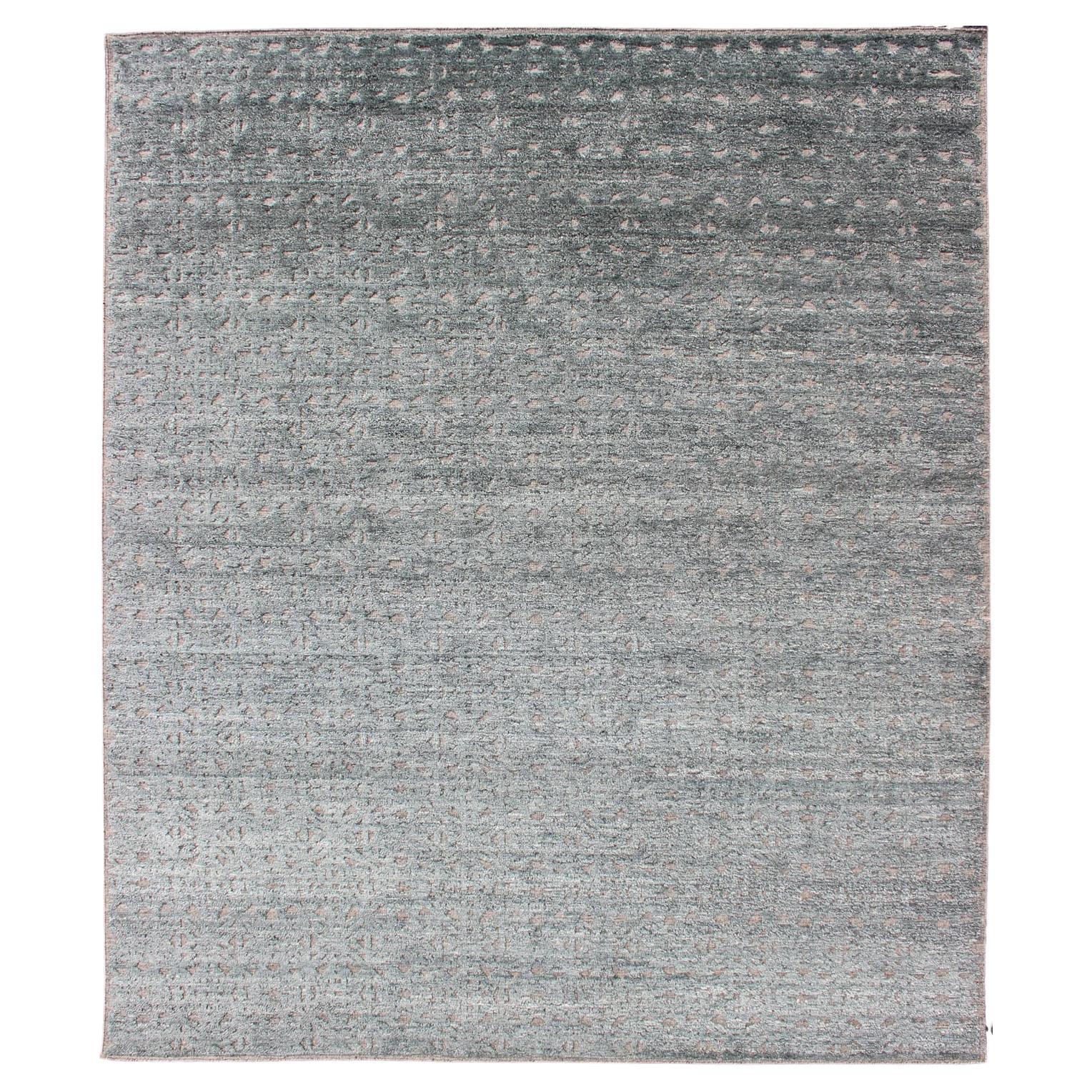 Keivan Woven Arts Hi-Low Pile in Moroccan Design In Light Greens 8'2 x 9'10